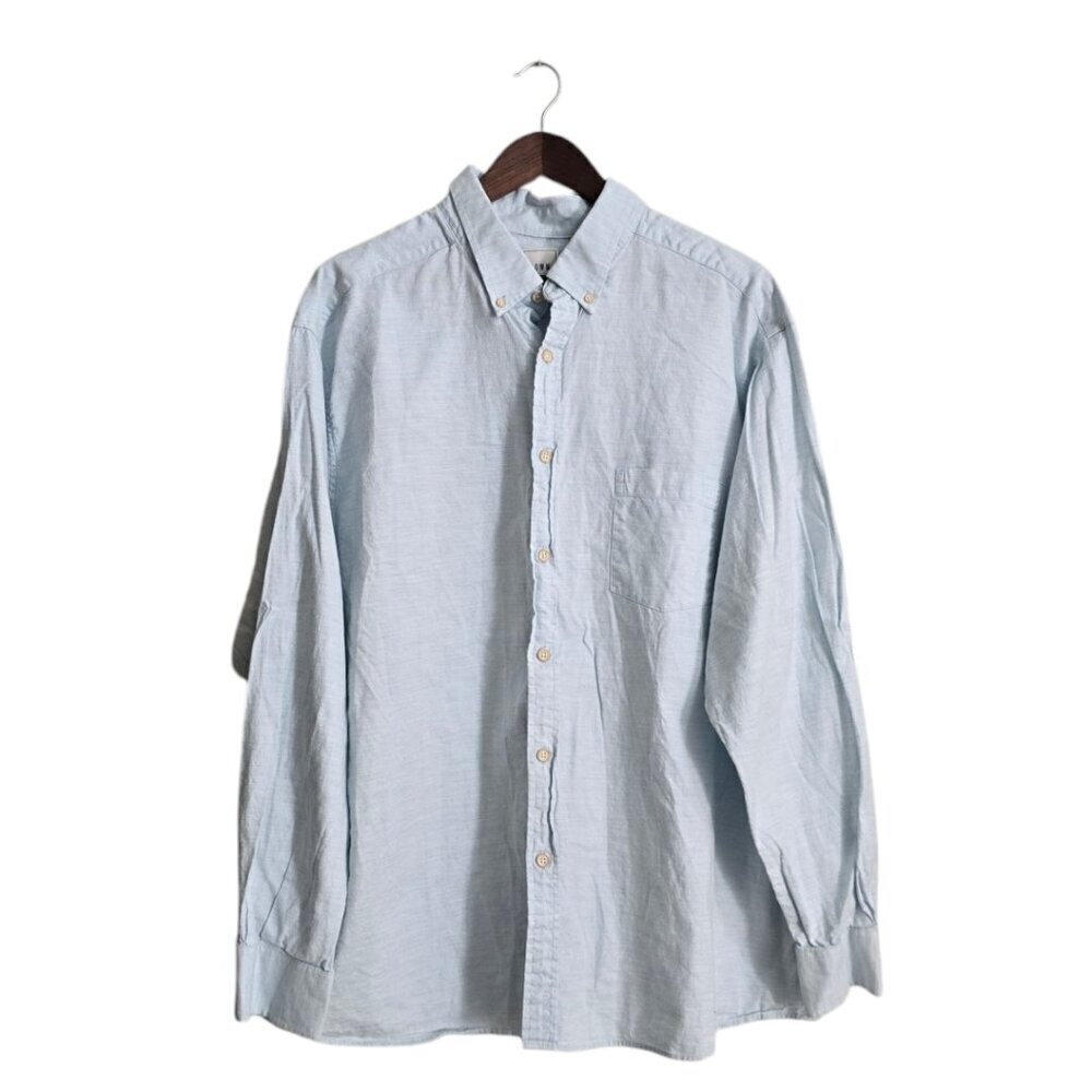 ROWM Blue Chambray Cotton Long Sleeve Casual Button Down Sz 2XB